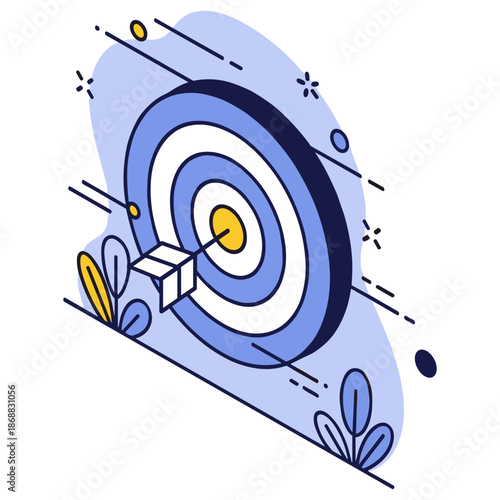 Abstract bullseye illustration with arrow for success and target achievement