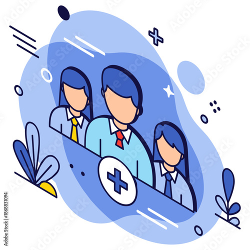 Business team collaboration: abstract illustration of diverse professionals