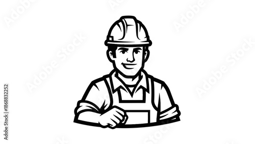 Construction Worker Wearing Hard Hat.
