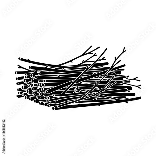 Silhouette of Pile of Pruned Tree Branches