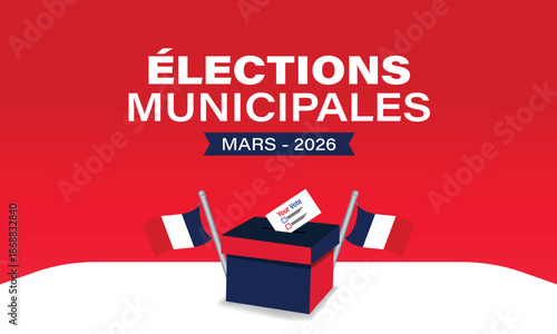 French Municipal Elections 2026 Banner Design with Tricolor Voting Theme