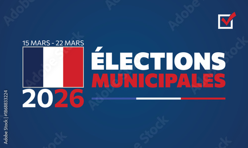 Dark Blue French Municipal Elections 2026 Modern Banner
