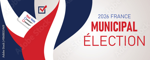 French Municipal Election 2026 Banner with Strong Tricolor Curves