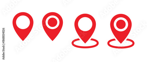 Set of Location Vector Icons Map Pointer Navigation Pin Gps Place Position Destination Isolated on White Background Minimalist Style
