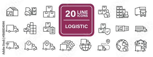 Set of logistic line icons