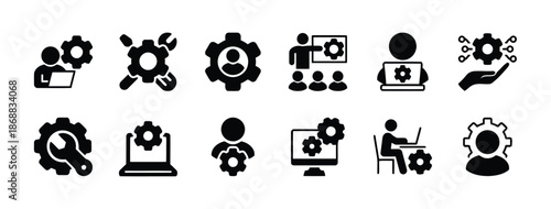 Set of maintenance service tools icons isolated on white background vector illustration