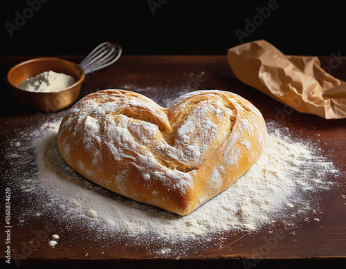 Heart Shaped Loaf of Bread Flour