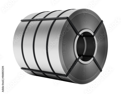 Stainless steel roll isolated on transparent background. 3D illustration