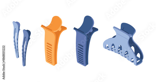 Colorful assorted hair clips and claw for styling and accessories