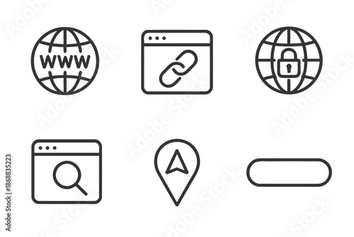 Set of Modern Outline Style Vector Icons Internet and Networking