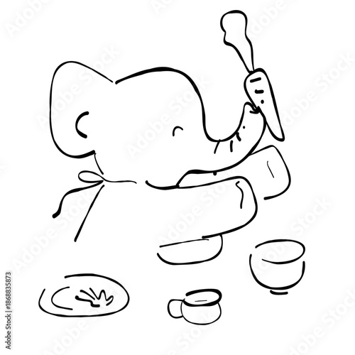 動物の保育園シリーズ｜ぞうのほいくえん　食事の時間・スプーンでごはん