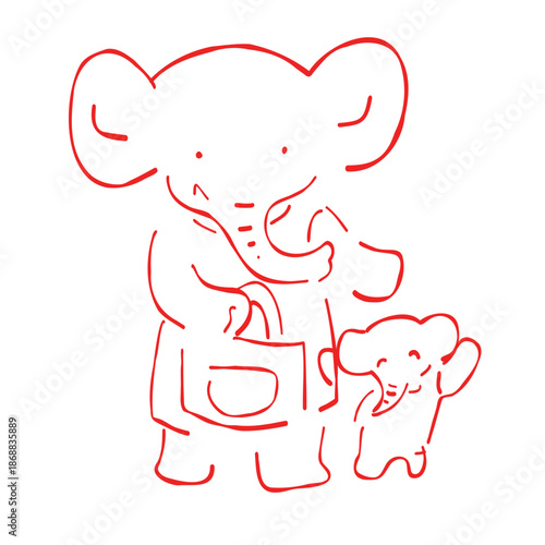 イラス動物の保育園シリーズ｜ぞうのほいくえん・お迎えの時間 