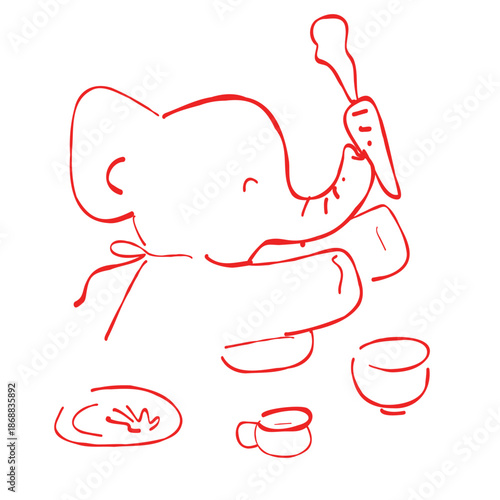 動物の保育園シリーズ｜ぞうのほいくえん　食事の時間・スプーンでごはん