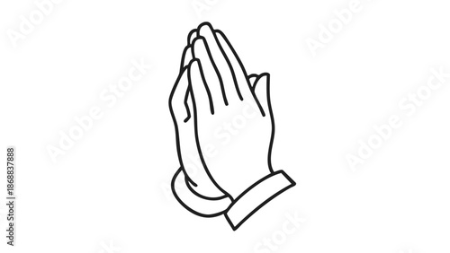 Praying hands in simple line art style