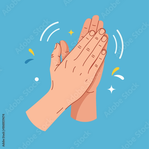 Applause Illustration: Illustrative depiction of hands applauding, designed to capture excitement and approval. 