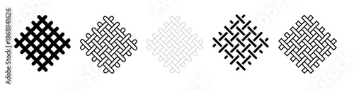 Textile fabric icons. Textile symbol. Interlacing of fibers. Vector