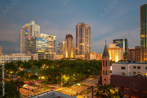 Wallpaper Mural Coastal cityscape of St Petersburg, Florida, USA. Illuminated downtown area with modern architecture and scenic views of urban infrastructure in evening. Torontodigital.ca