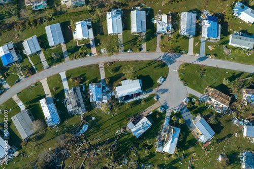 Wallpaper Mural Florida Southwest region after hurricane season. Collapsed and damaged mobile homes in rural residential area. Consequences of severe natural disaster Torontodigital.ca