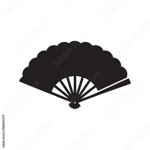 Traditional Chinese hand fan vector illustration, flat design
