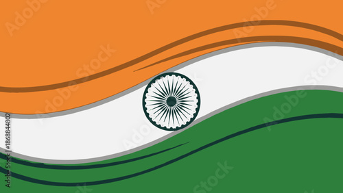 The Indian national flag waving with saffron, white, and green colors and Ashoka Chakra in the center