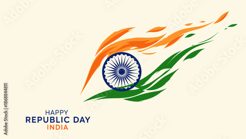 Celebration of Republic Day with Indian Flag Colors and Ashoka Chakra Symbol