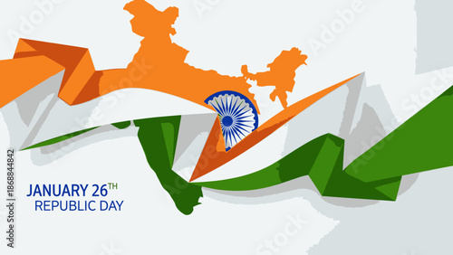 Celebrating Republic Day with Indian Flag Colors and Map Illustration