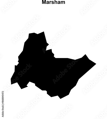 Marsham (England) blank outline map