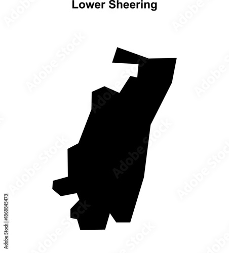 Lower Sheering (England) blank outline map