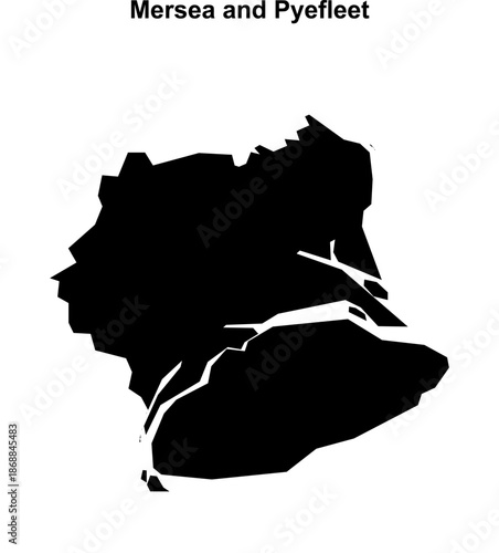 Mersea and Pyefleet (England) blank outline map