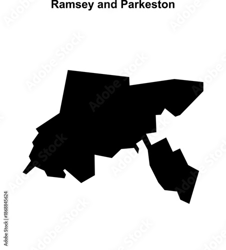Ramsey and Parkeston (England) blank outline map