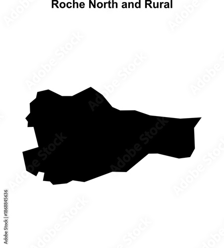 Roche North and Rural (England) blank outline map