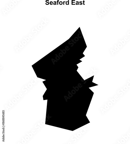 Seaford East (England) blank outline map