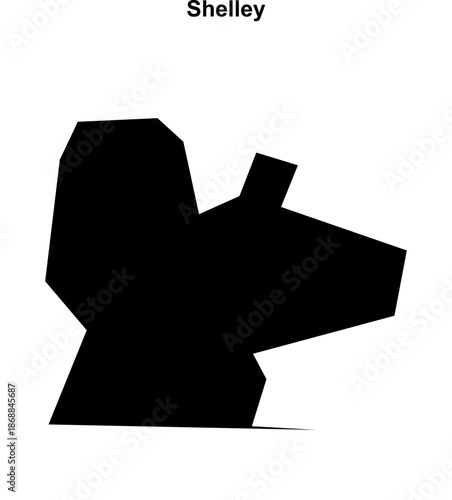 Shelley (England) blank outline map