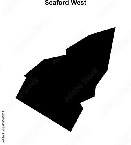 Seaford West (England) blank outline map