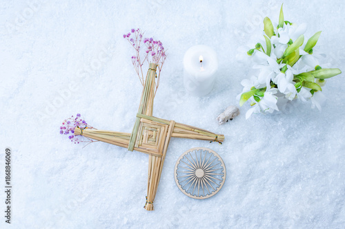 Bild auf Leinwand Wiccan altar for Imbolc sabbath, pagan holiday ritual