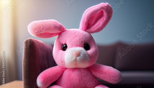 A Pink Stuffed Animal Rabbit