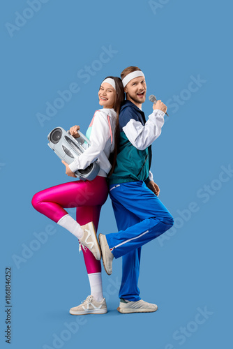 Young couple with boombox a...