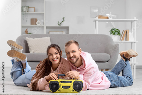 Young couple with boombox l...