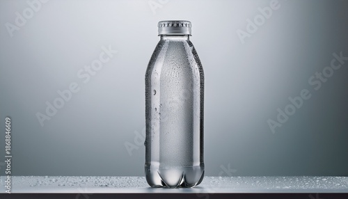 Grey Blank Carbonated Energy Drink Mockup Template With Water Drops Isolated On Light Grey Background