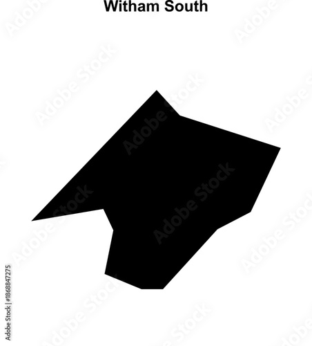 Witham South (England) blank outline map