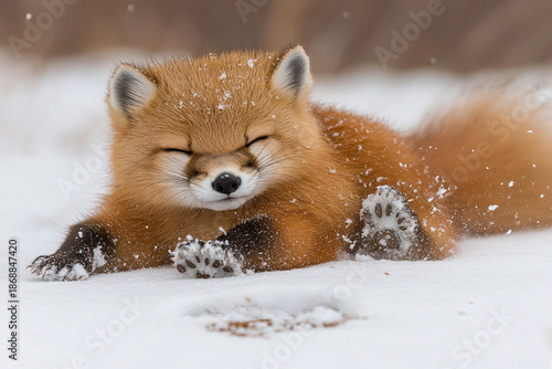 Photos Sable enjoying snowy playtime with joyful rolls and frolics in the winter landsc