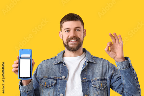 Young man with payment term...