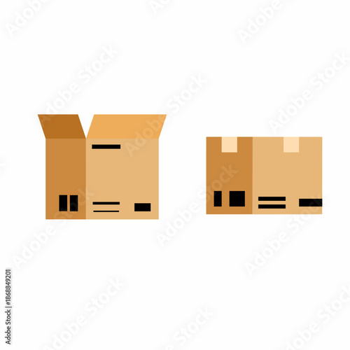 Open and closed brown boxes ready to be sent via expedition