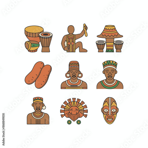 Nigeria Cultural Celebration Safari Style Icons
