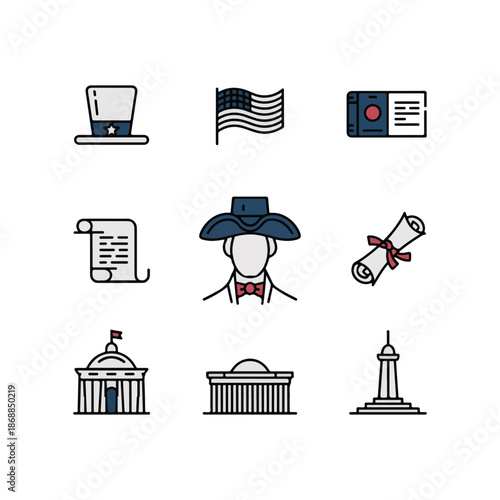 American Presidents Celebration Duo-Tone Icons