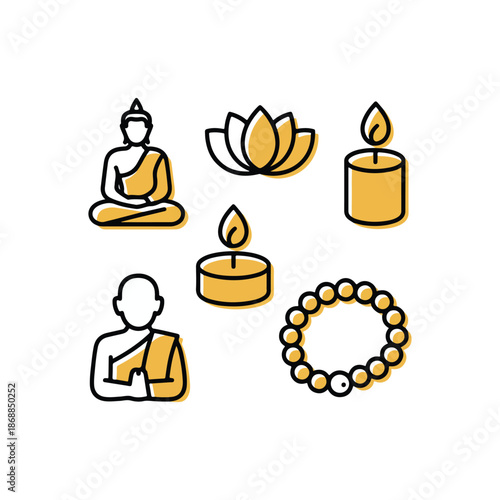 Thailand Religious Ceremony Duo-Tone Icons