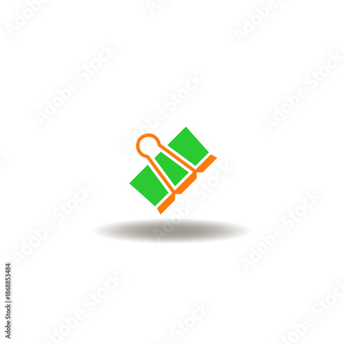 Vector illustration of bulldog clip. Symbol of office paperwork. Icon of education.