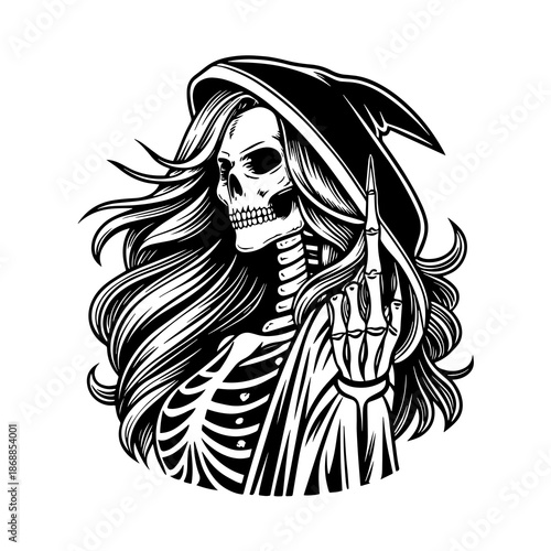 Female Grim Reaper Silhouette Vector Art, Gothic Scythe SVG