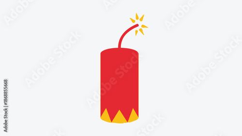 A red cartoon dynamite stick with a lit fuse and sparks