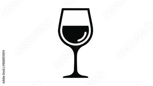 Simple black wine glass icon on white background